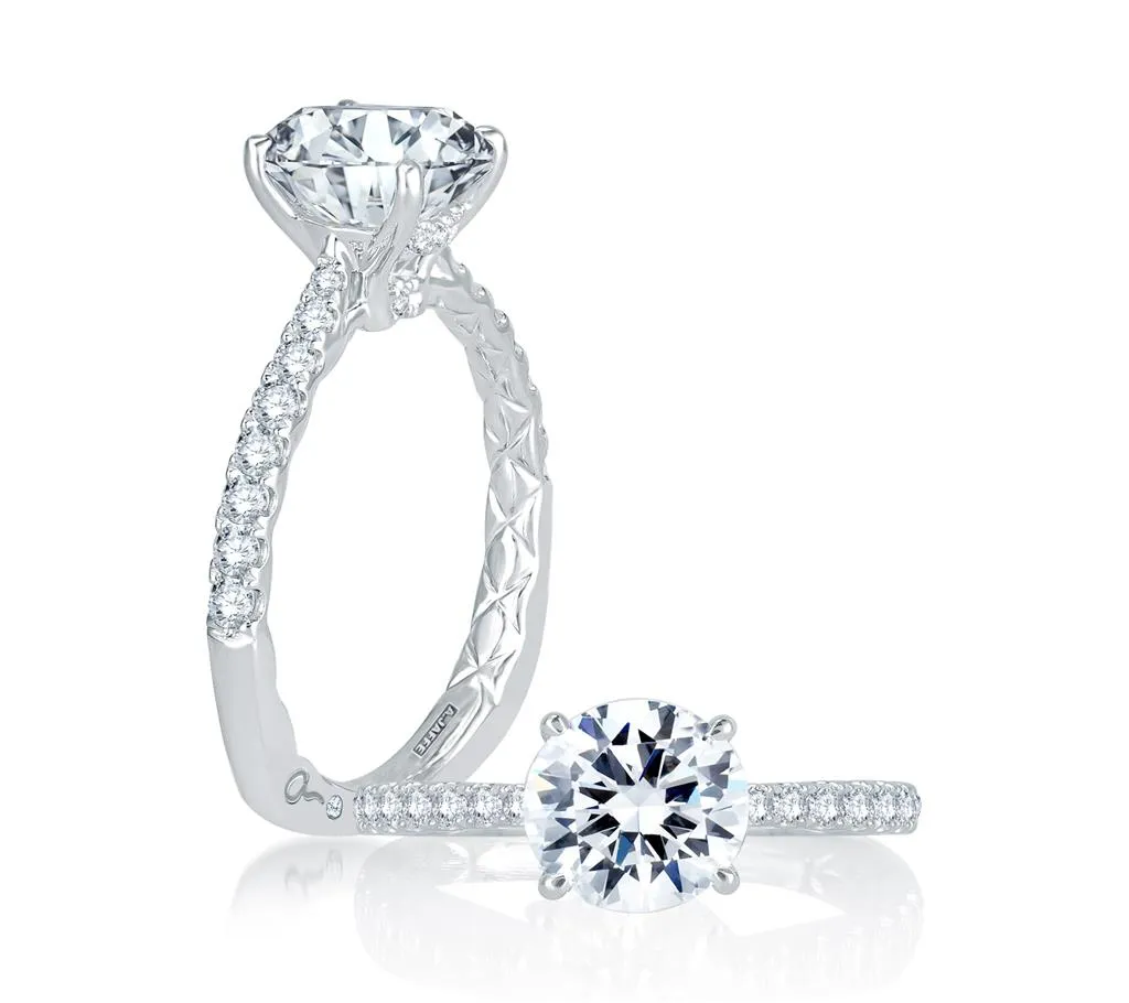 14k White Gold Diamond Engagement Ring Mounting