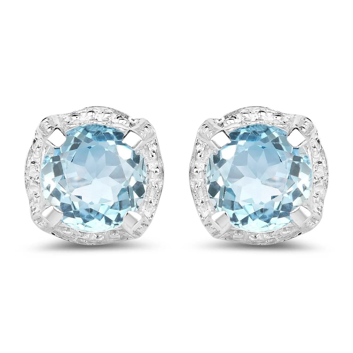 1.90 Carat Genuine Blue Topaz .925 Sterling Silver Earrings