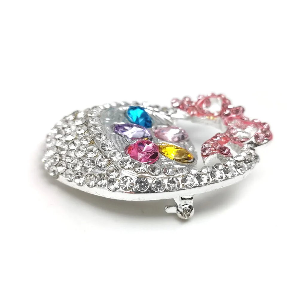 2 Colors Pink Crystal Rhinestone Basket Easter Egg Brooch Pin