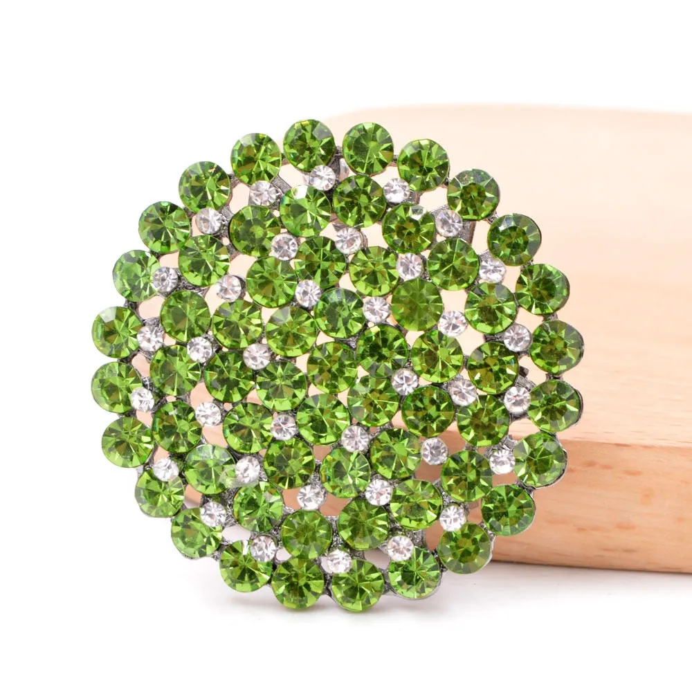 4 Colors Choose Rhinestone Large Round Flower Brooches for Women