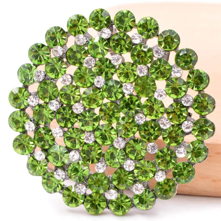 4 Colors Choose Rhinestone Large Round Flower Brooches for Women
