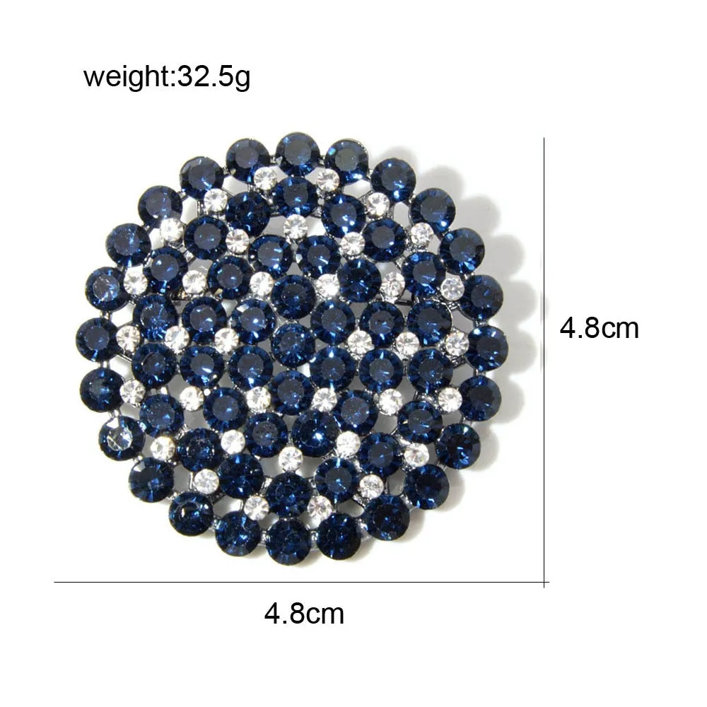 4 Colors Choose Rhinestone Large Round Flower Brooches for Women