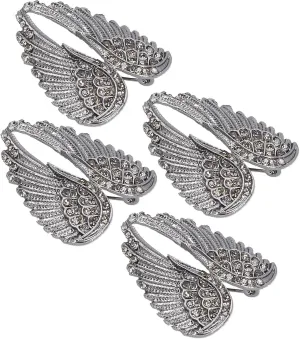 4PCS Brooch Pins, Women's Guardian Angel Wing Brooch Pins, Crystal Rhinestone Brooch Pin for Blouse Jacket Coat Scarf Shawl Hat Bag