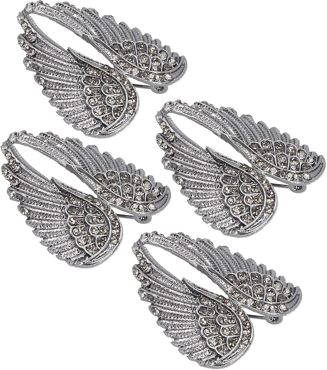 4PCS Brooch Pins, Women's Guardian Angel Wing Brooch Pins, Crystal Rhinestone Brooch Pin for Blouse Jacket Coat Scarf Shawl Hat Bag