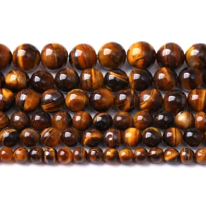 6MM 60PCS Natural Stone Yellow Tiger Eye Stone with Iron Mine Beads for Jewelry Making DIY Bracelet Energy Crystal Healing Power Iron Yellow Tiger Eye 6mm