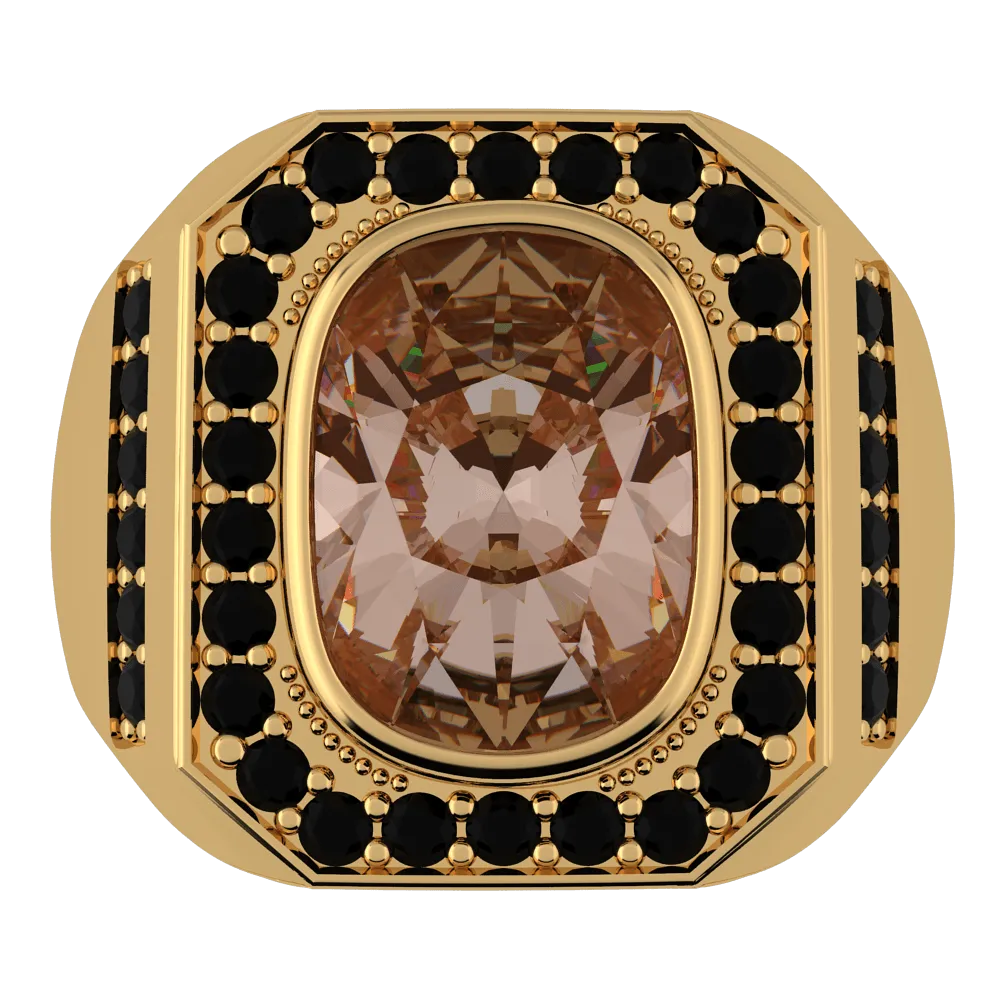 9K Yellow Gold Citrine And Black Diamond Ring