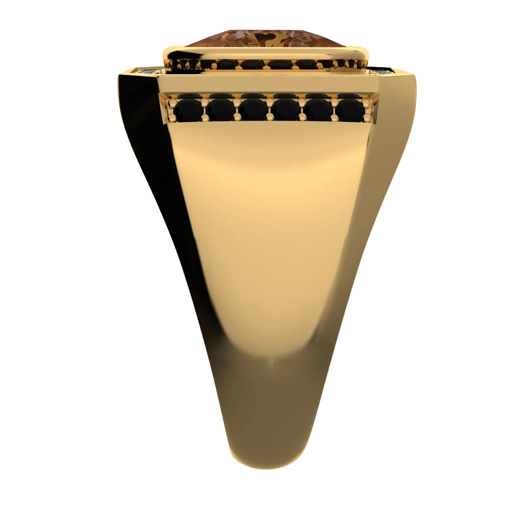 9K Yellow Gold Citrine And Black Diamond Ring