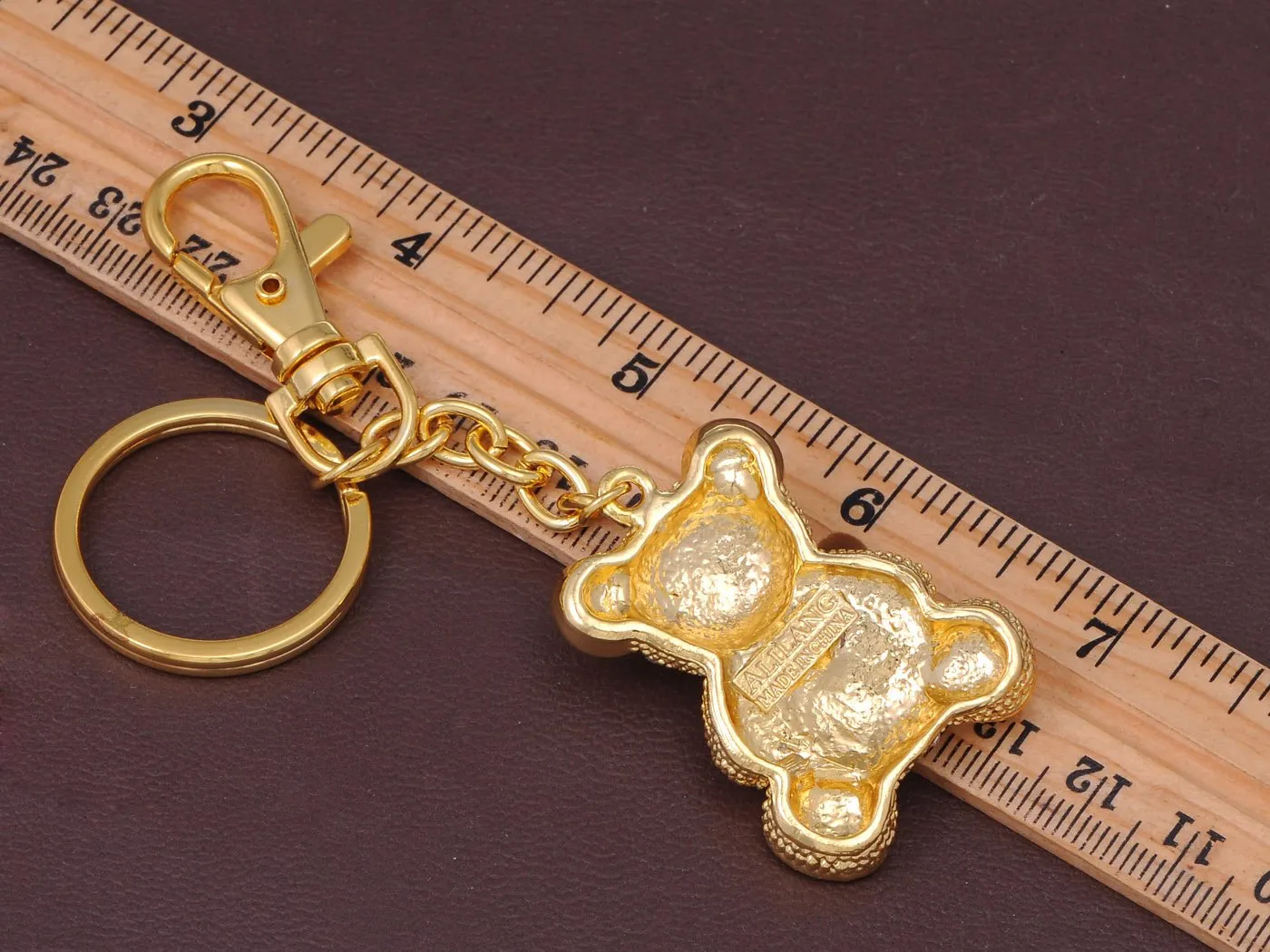 Alilang Womens Golden Tone Clear Rhinestones Teddy Bear Key Chain