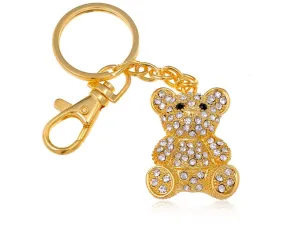 Alilang Womens Golden Tone Clear Rhinestones Teddy Bear Key Chain