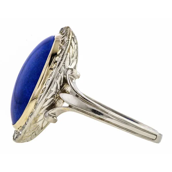 Art Deco Lapis & Diamond Ring