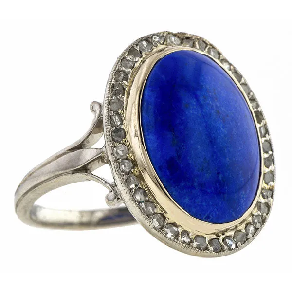 Art Deco Lapis & Diamond Ring