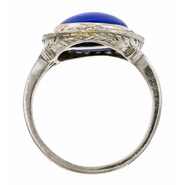 Art Deco Lapis & Diamond Ring