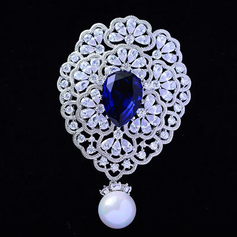Big Flower Crystal Brooch Brooch Bridal Wedding Dress Costume Brooch Fashion Women Party Jewelry Accessories