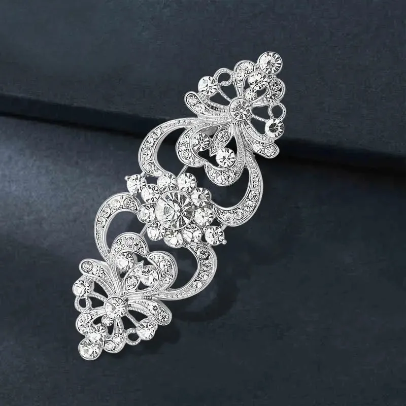 Big Flower Crystal Brooch Brooch Bridal Wedding Dress Costume Brooch Fashion Women Party Jewelry Accessories