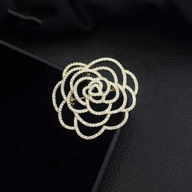 Big Flower Crystal Brooch Brooch Bridal Wedding Dress Costume Brooch Fashion Women Party Jewelry Accessories