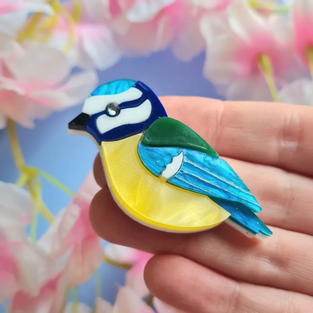 Bluetit Pin Brooch by Cherryloco
