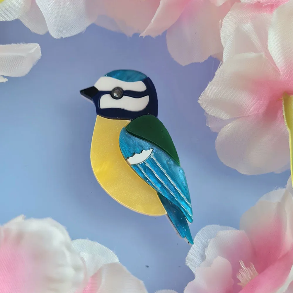 Bluetit Pin Brooch by Cherryloco