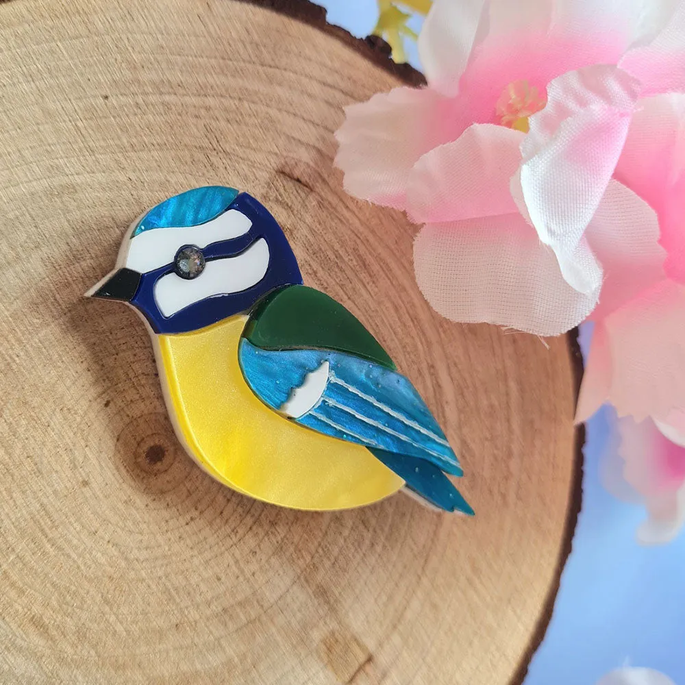 Bluetit Pin Brooch by Cherryloco