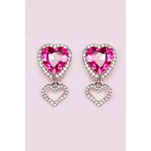 Boutique Heart Jewel Clip on Earrings