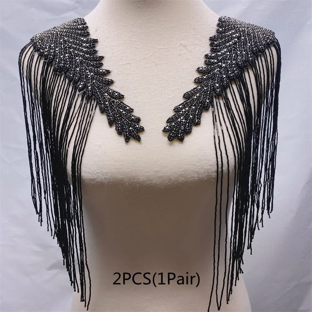 Bridal Wedding Party Rhinestone Crystal Beaded Sequin Glitter Full Body Sew On Patch Trim Applique / 15 COLOR DESIGNS