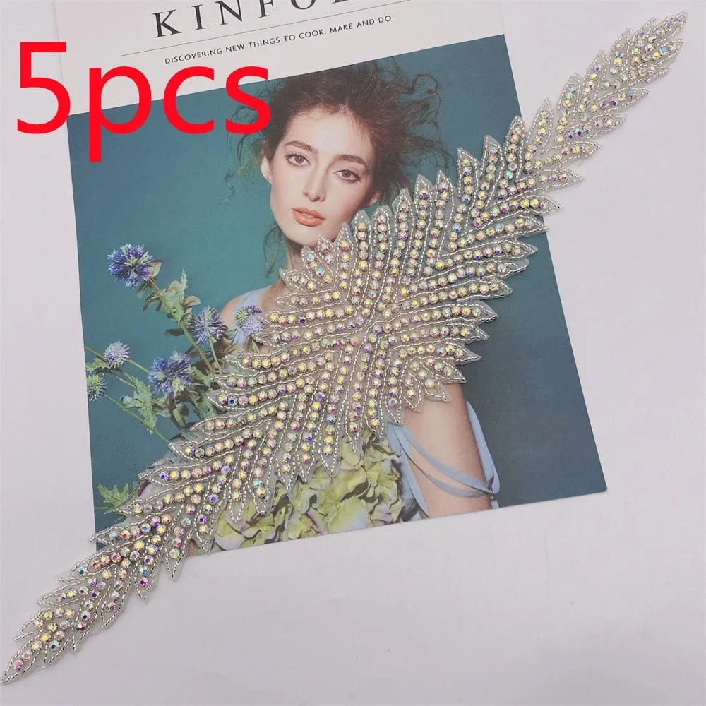 Bridal Wedding Party Rhinestone Crystal Beaded Sequin Glitter Full Body Sew On Patch Trim Applique / 15 COLOR DESIGNS