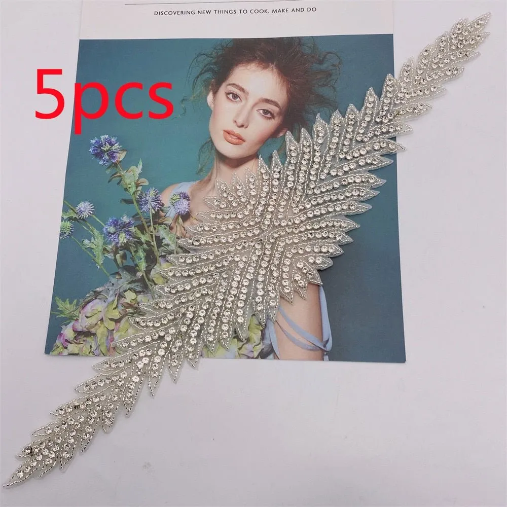 Bridal Wedding Party Rhinestone Crystal Beaded Sequin Glitter Full Body Sew On Patch Trim Applique / 15 COLOR DESIGNS