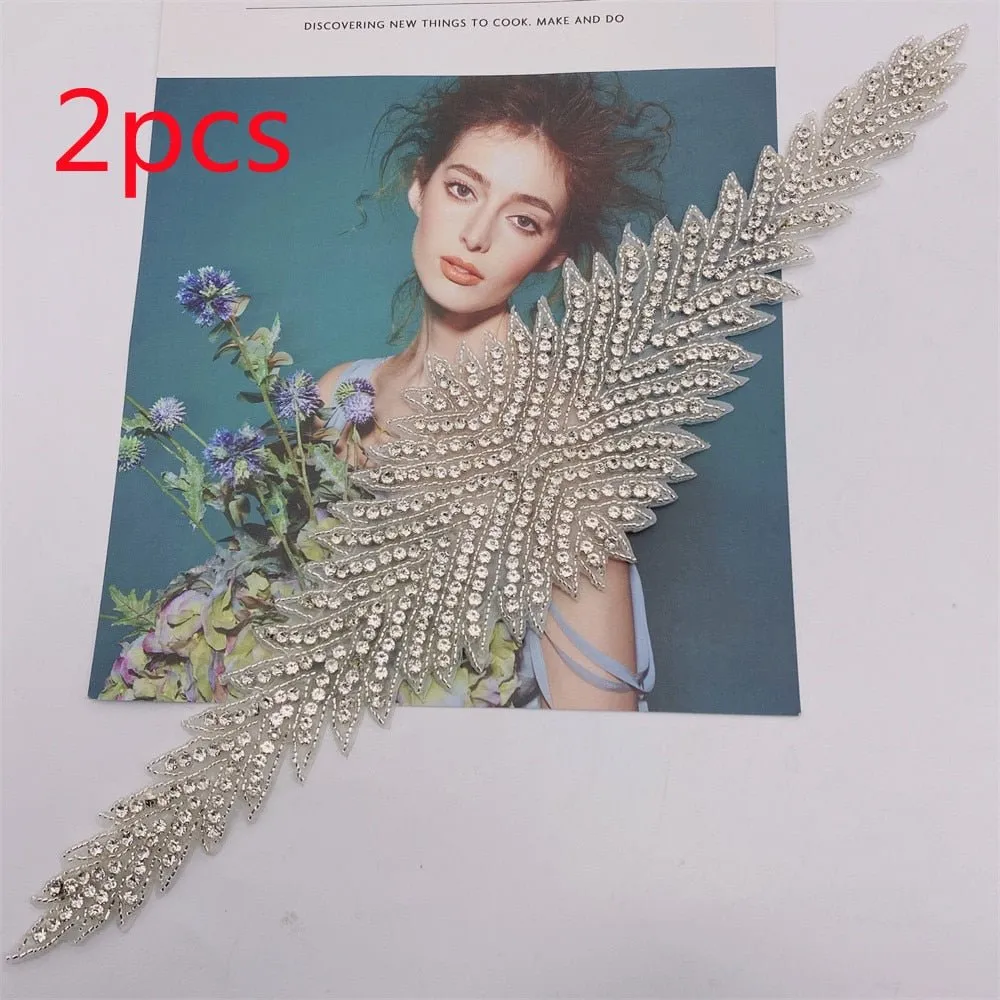 Bridal Wedding Party Rhinestone Crystal Beaded Sequin Glitter Full Body Sew On Patch Trim Applique / 15 COLOR DESIGNS