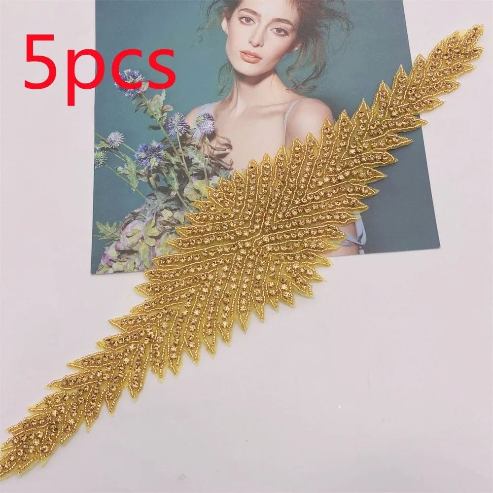 Bridal Wedding Party Rhinestone Crystal Beaded Sequin Glitter Full Body Sew On Patch Trim Applique / 15 COLOR DESIGNS
