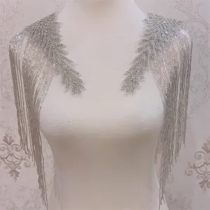 Bridal Wedding Party Rhinestone Crystal Beaded Sequin Glitter Full Body Sew On Patch Trim Applique / 15 COLOR DESIGNS