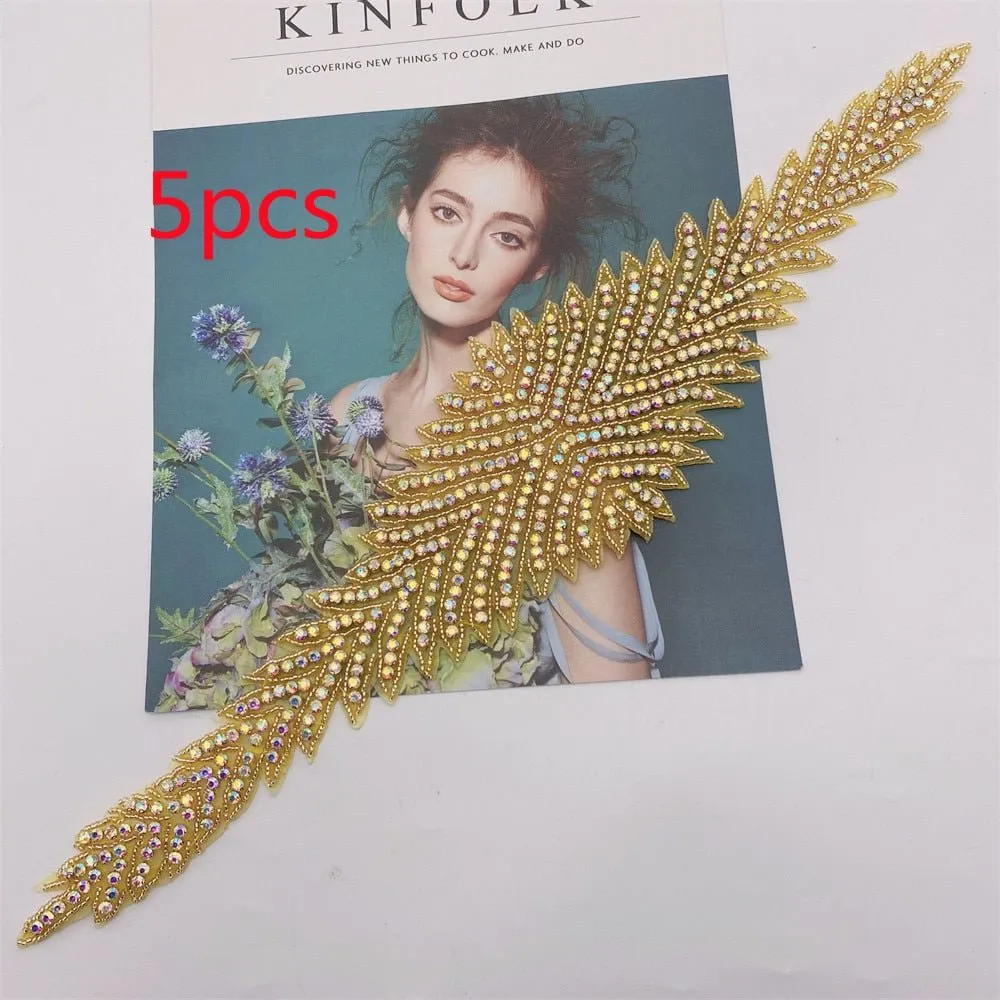 Bridal Wedding Party Rhinestone Crystal Beaded Sequin Glitter Full Body Sew On Patch Trim Applique / 15 COLOR DESIGNS