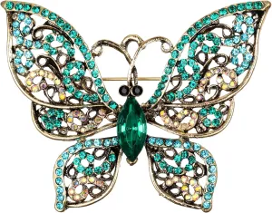BriLove Austrian Crystal Rhinestone Marquise Butterfly Brooches for Women