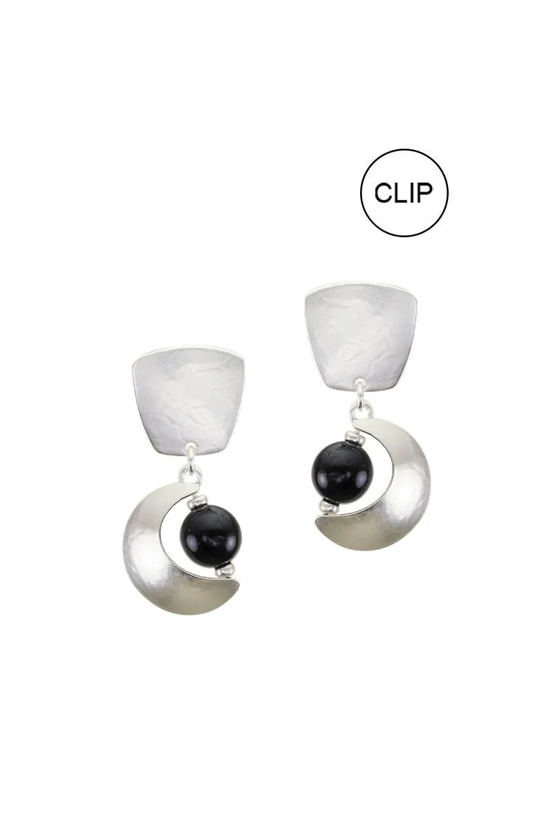 Crescent Bead Clip-On Earrings