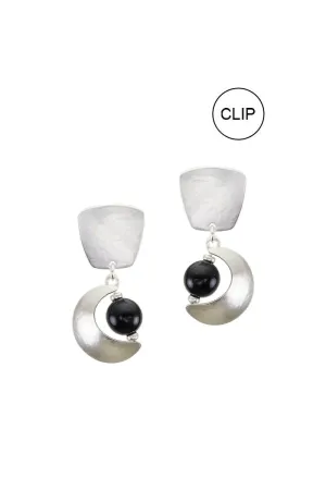 Crescent Bead Clip-On Earrings