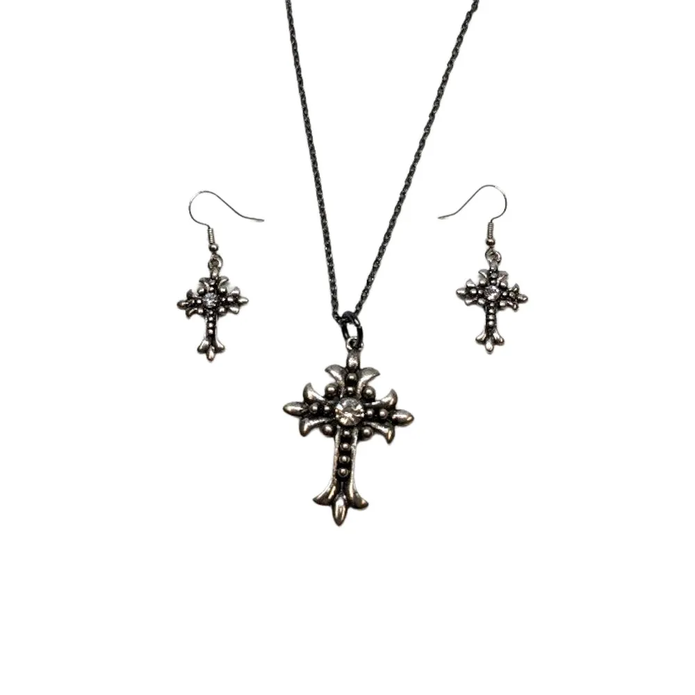 Cross Large Crystal Center Jewelry Set