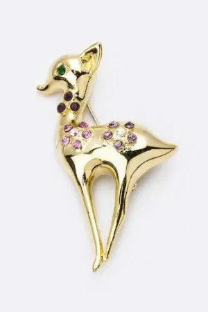 Crystal Deer Fashion Brooch
