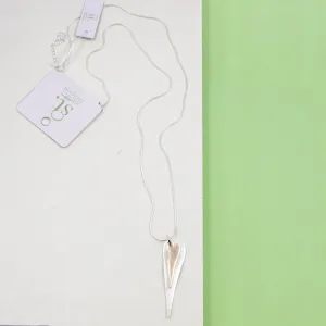 Elongated dual heart pendants on long snake chain