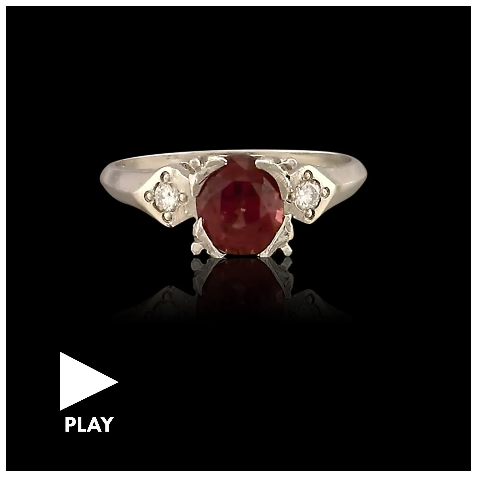 Estate Ruby Diamond Platinum Ring