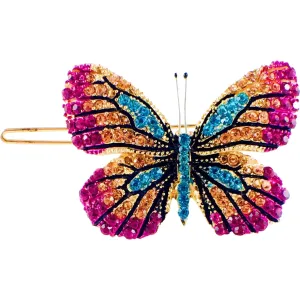 Fairy Butterfly Hair Clip Swarovski Crystal gold base multi colors Fuchsia Magenta Brown Blue