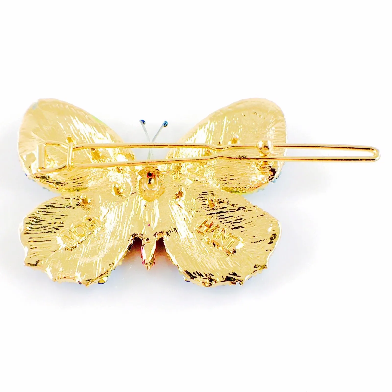 Fairy Butterfly Hair Clip Swarovski Crystal gold base multi colors Fuchsia Magenta Brown Blue