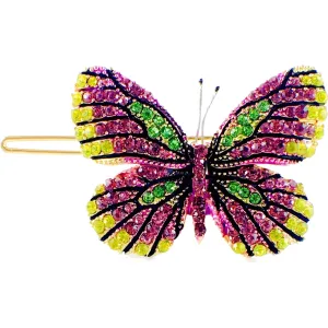 Fairy Butterfly Hair Clip Swarovski Crystal gold base multi colors Fuchsia Violet Purple