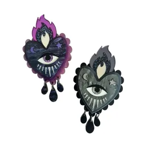 Flaming Heart Statement Brooch - Two Colours by Cherryloco Jewellery