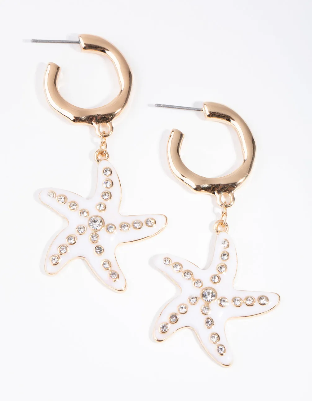 Gold Diamante Starfish Earrings
