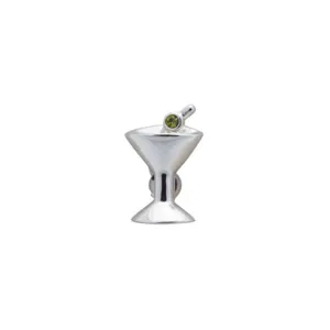 Green Olive Martini Glass Lapel Pin