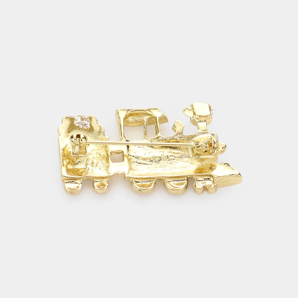 iLLASPARKZ Crystal Pave Train Pin Brooch