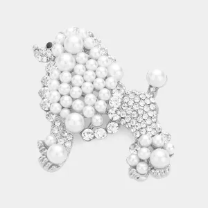 iLLASPARKZ Crystal Pearl Poodle Brooch