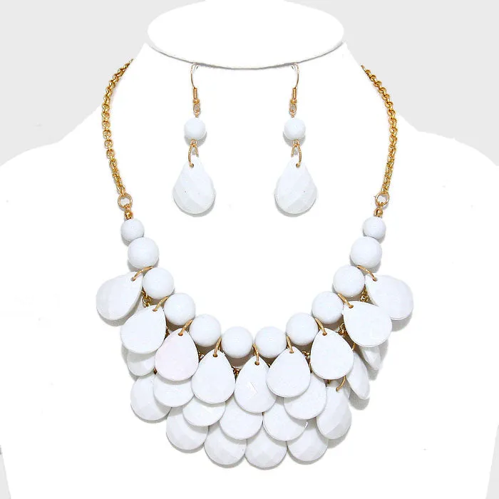 iLLASPARKZ Layered Teardrop Gemstone Cluster Bib Necklace