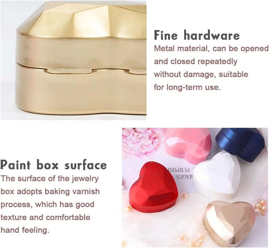 iSuperb Pendant Necklace Box with LED Light Heart Shape Jewelry Gift Box Bracelet Case for Anniversary Wedding Engagment (Golden)