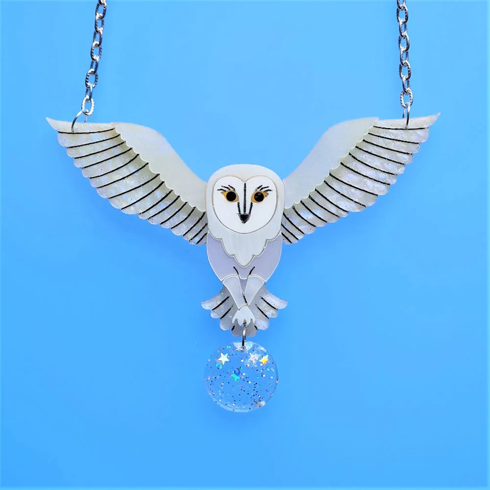 Jareth The White Barn Owl Necklace by Cherryloco Jewellery