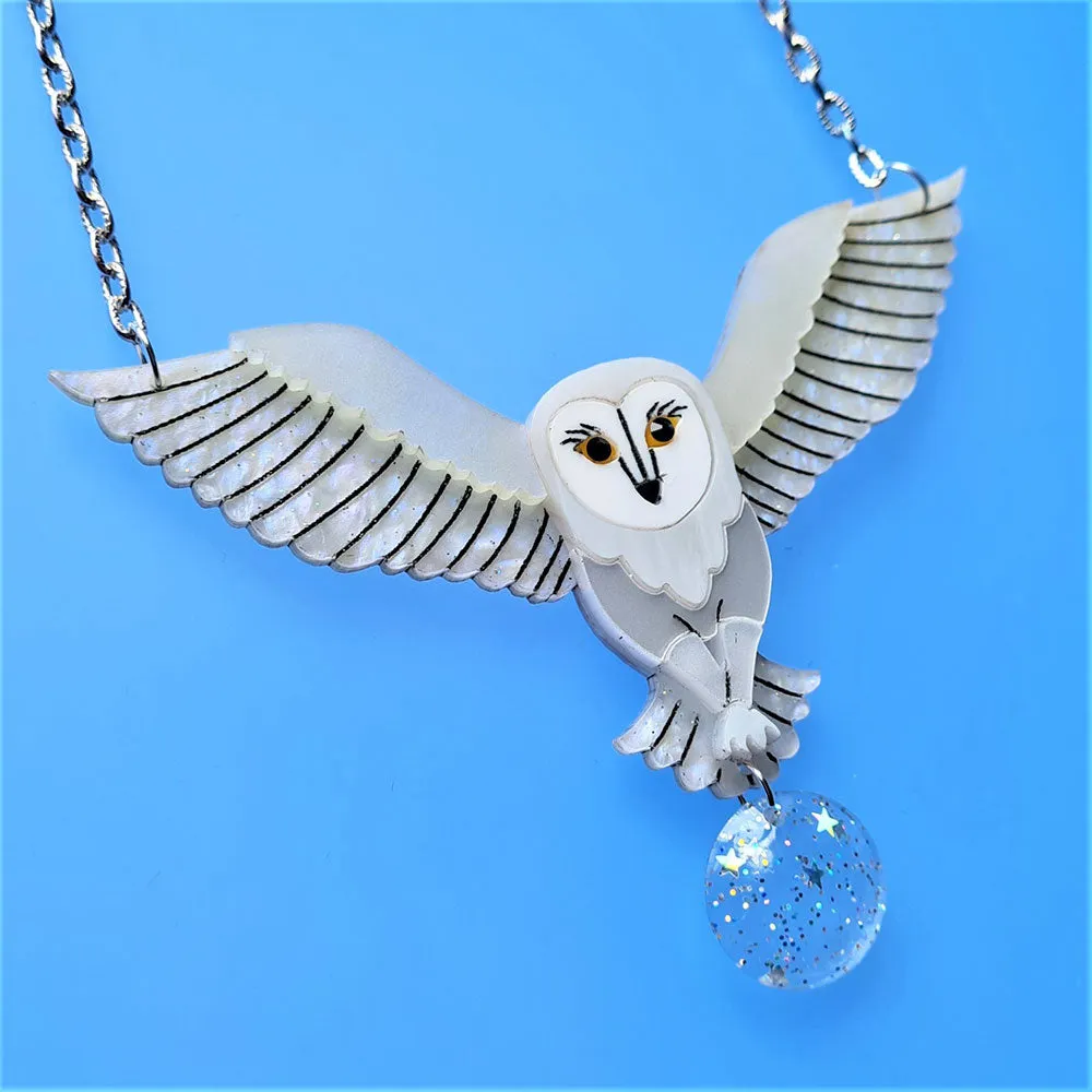 Jareth The White Barn Owl Necklace by Cherryloco Jewellery