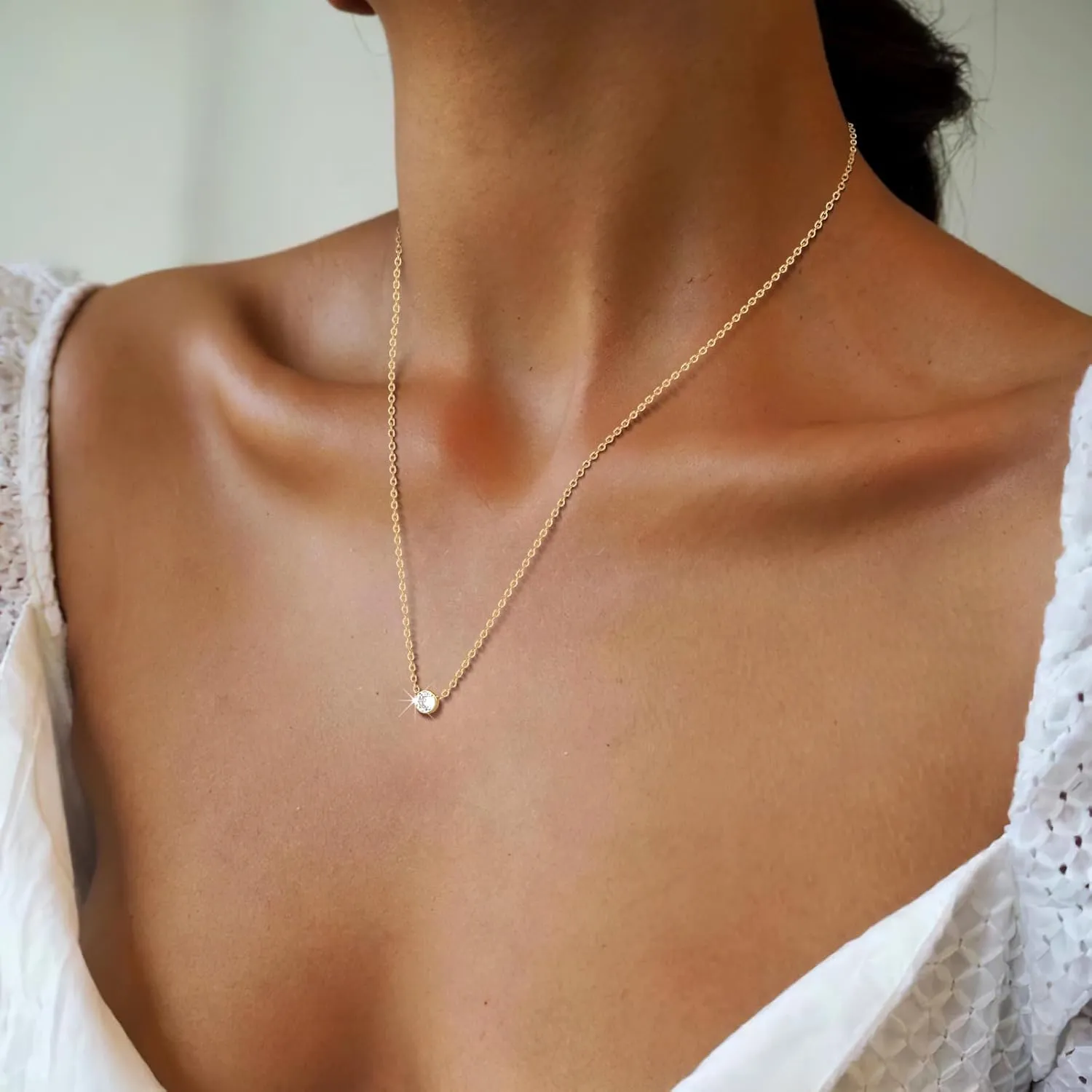 KSF Gold Layered Cross Necklace for Women - 14K Gold Plated Layered Cross Cubic Zirconia Pendant Necklace for Women Trendy Stack Jewelry Gift